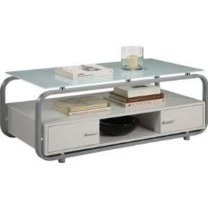  Altra 48 TV Stand and Coffee Table in White and Silver Furniture