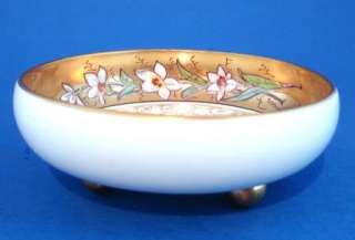 Limoges Hand Painted Footed Bowl Lillies Lily Gold Encrusted 