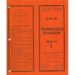  Southern Railway Timetable #1 Tennessee Division from 1984 