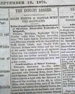 1878 NEWSPAPER Belfry Montana Battle of Clarks Fork INDIANS Bannock 