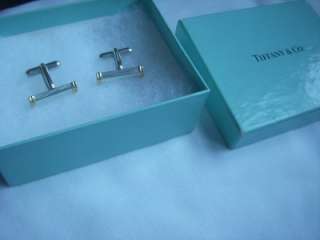 Tiffany & Co. 18K Gold & Sterling Bar Cuff Links With Gift Box  
