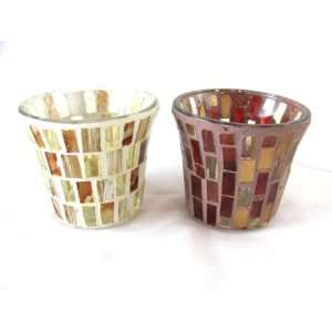 Biedermann & Sons Brown Mosaic Style Tealight/Votive Candle Holders 
