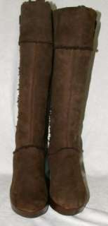   Burch Brown Sheepskin Shearling Suede Tall Knee High Womens Boots 11 M