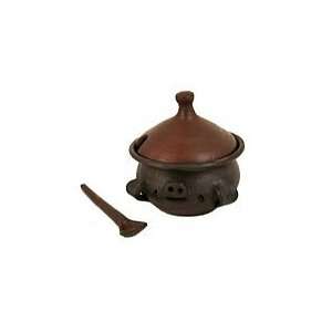  Pomaireware Pig Clay Condiment Dish with Lid and Spoon 