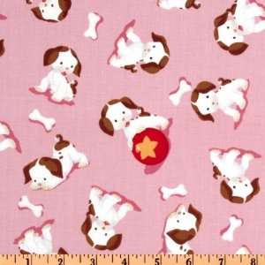  44 Wide Poky Little Puppy Allover Pink Fabric By The 