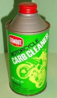 NOS FULL NR MINT 1960S VINTAGE GUMOUT MOTORCYCLE CARB CLEANER OLD TIN 
