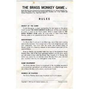    The Brass Monkey Game Rules Sheet U.S. Game Systems Books