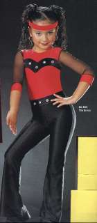 The Bronx Dance Costume Red Black sheer sleeves 2 piece Tap Jazz Hip 