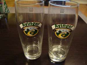 BRAND NEW SET OF 2 AYINGER .5L GERMAN BEER GLASSES  