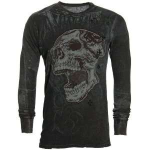   Black Screaming Skull Long Sleeve Thermal T shirt