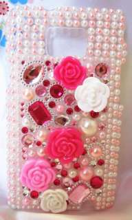 Samsung Galaxy S2 Rhinestone Pink Flowers Case  