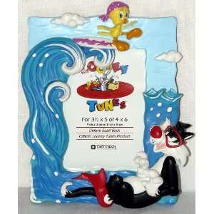   Tunes Sylvester and Tweety Surfing Ocean View Deluxe Picture Frame