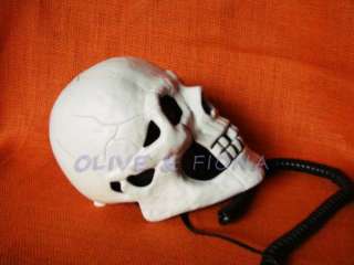 Skull Skeleton LED Cable Retro Home Telephone Phone wht  