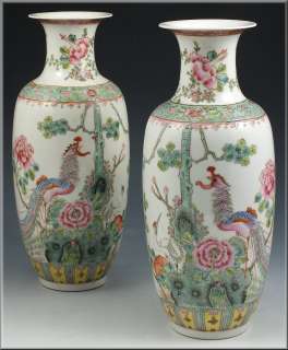 Fine Pair of Republic Period Chinese Famille Rose Porcelain Vases 