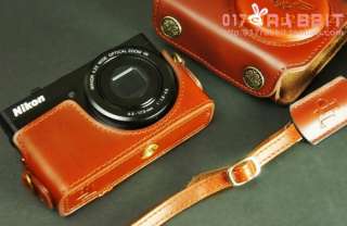 100% Genuine Real COW Leather case bag cover for Nikon P300 camera 