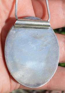 Handmade Old Large Southwestern Sterling Silver & Fossil Stone 