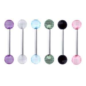 Black Diamond Cut Disco Ball and 316L Surgical Steel Barbells   14G (1 