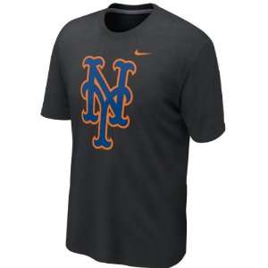 New York Mets Nike Heathered Black Club Logo Tri blend T Shirt  