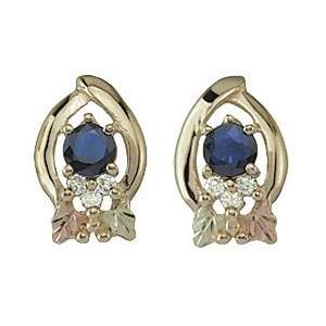  Black Hills Gold Sapphire & Diamond Earrings Jewelry