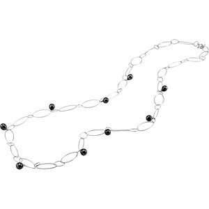 com Long and Beautiful 50 Sterling Silver Chain Necklace with Black 