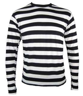 NYC Long Sleeve PUNK GOTH Emo mime Stripe Striped Shirt Black White XS 