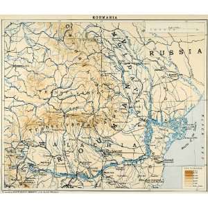  1905 Lithograph Map Roumania Russia Romania Translyvania 