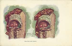   Babies Papooses War & Peace 1904 Indian Native American Postcard