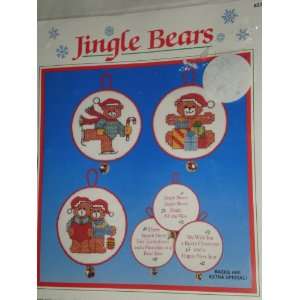 Jingle Bears Christmas Ornaments Stamped Cross Stitch Kit, Bells, Set 