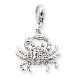  Sterling Silver CZ Crab Charm Jewelry