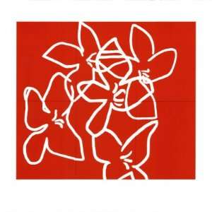  Fleurs Blanches Sur Fond Rouge, c.2003 by Nicolas Le Beuan 