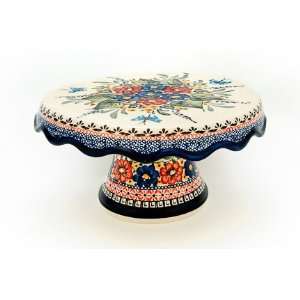    Polish Pottery Floral Butterfly Cake Plate