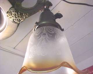 Antique Revival Brass Chandelier & Glass Globes  