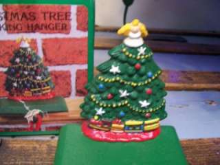   Tree Angel & Train Solid Cast Iron CHRISTMAS STOCKING HOLDER Hanger #B