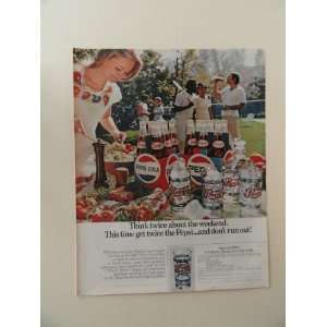 Pepsi , print ad (picnic/tiffany glasses.) Orinigal Magazine Print Art 