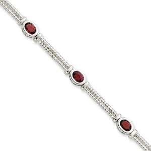  Sterling Silver Garnet Bracelet Jewelry