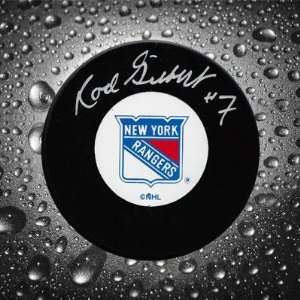  Rod Gilbert Autographed Puck   Autographed NHL Pucks 