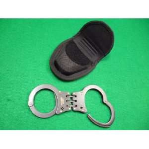  New Black Hinged Handcuffs with Accumold Case and 2 Keys 