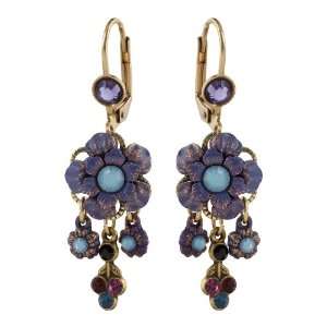   Metal Lace, Blue and Purple Swarovski Crystals Michal Negrin Jewelry