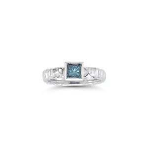  0.59 Cts Blue Diamond Ring in 14K White Gold 8.0 Jewelry