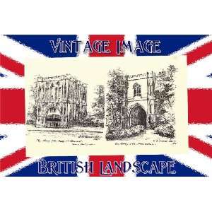  Pack of 12, 7cm x 4.5cm Gift Tags British Landscape Abbey 
