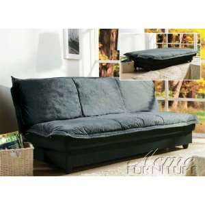   Futon Sofa with Storage in Dark Blue Microfiber