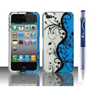  Blue Silver Vine Premium Apple Iphone 4/4S Snap On Phone 