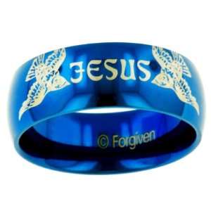  Blue Finish Jesus Sparrow Band Stainless Steel Ring size 7 