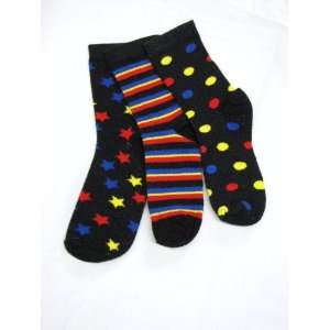   Mismatched Socks in Black with Primary Colors 