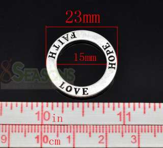 20 Silver Tone Love Hope Faith Ring Pendants 23mm for Necklace 
