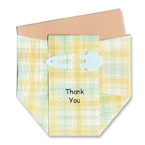    Diaper Thank you Cards   Blue and Tan Plaid