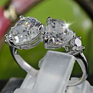 Lovely Heart 18KGP White Gold Plated CZ Ring Size 7.5 R034  