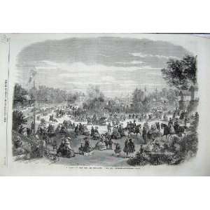  1860 Scene Bois De Boulogne Pre Catelan Families Horses 