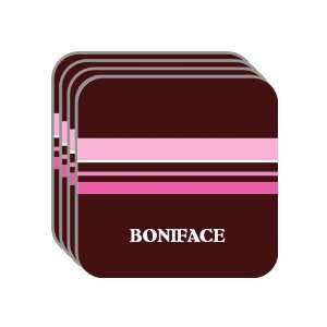 Personal Name Gift   BONIFACE Set of 4 Mini Mousepad Coasters (pink 