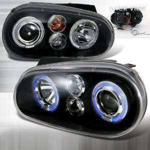 99 00 01 02 03 04 Volkswagen Golf Halo Projector Headlights   Black 